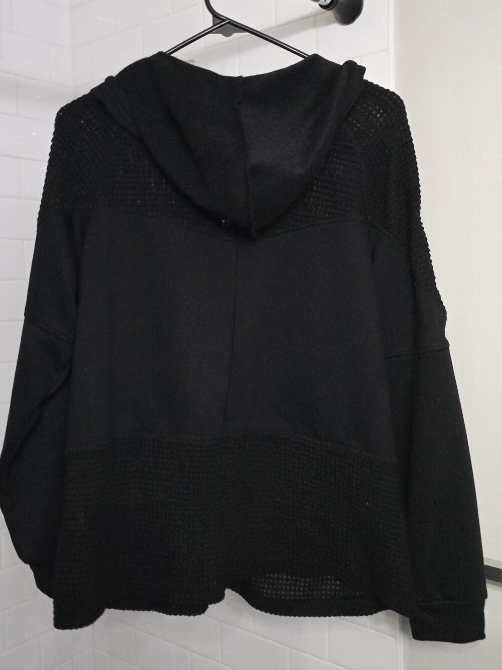 Black Hooded Zip-Up with Gold Zipper - Picture 3 of 3